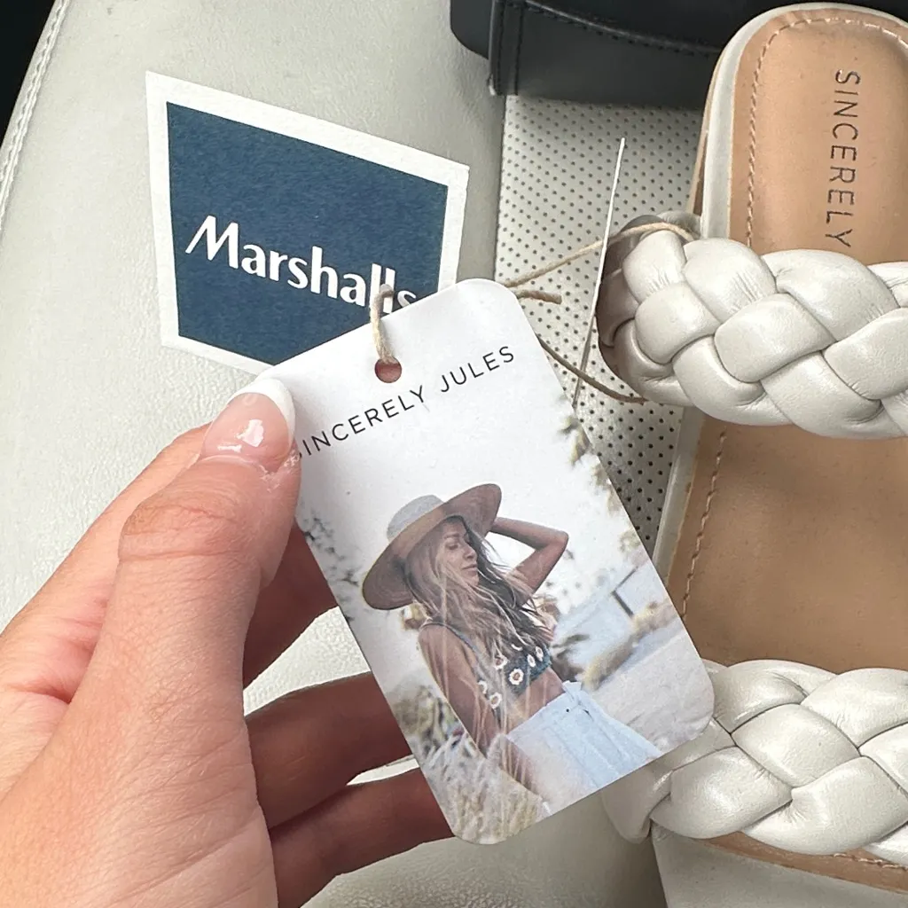 Sincerely Jules Cream Braided Heeled Sandals White Size 8 - Image 5