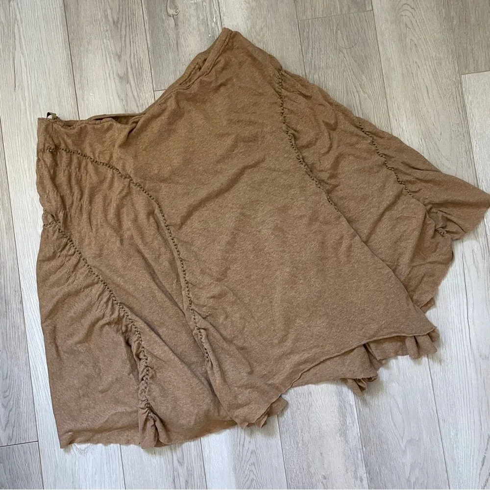 Max Studio Shirred Bohemian Midi Skirt Brown (Medium) flowy comfy lagenlook - Image 4