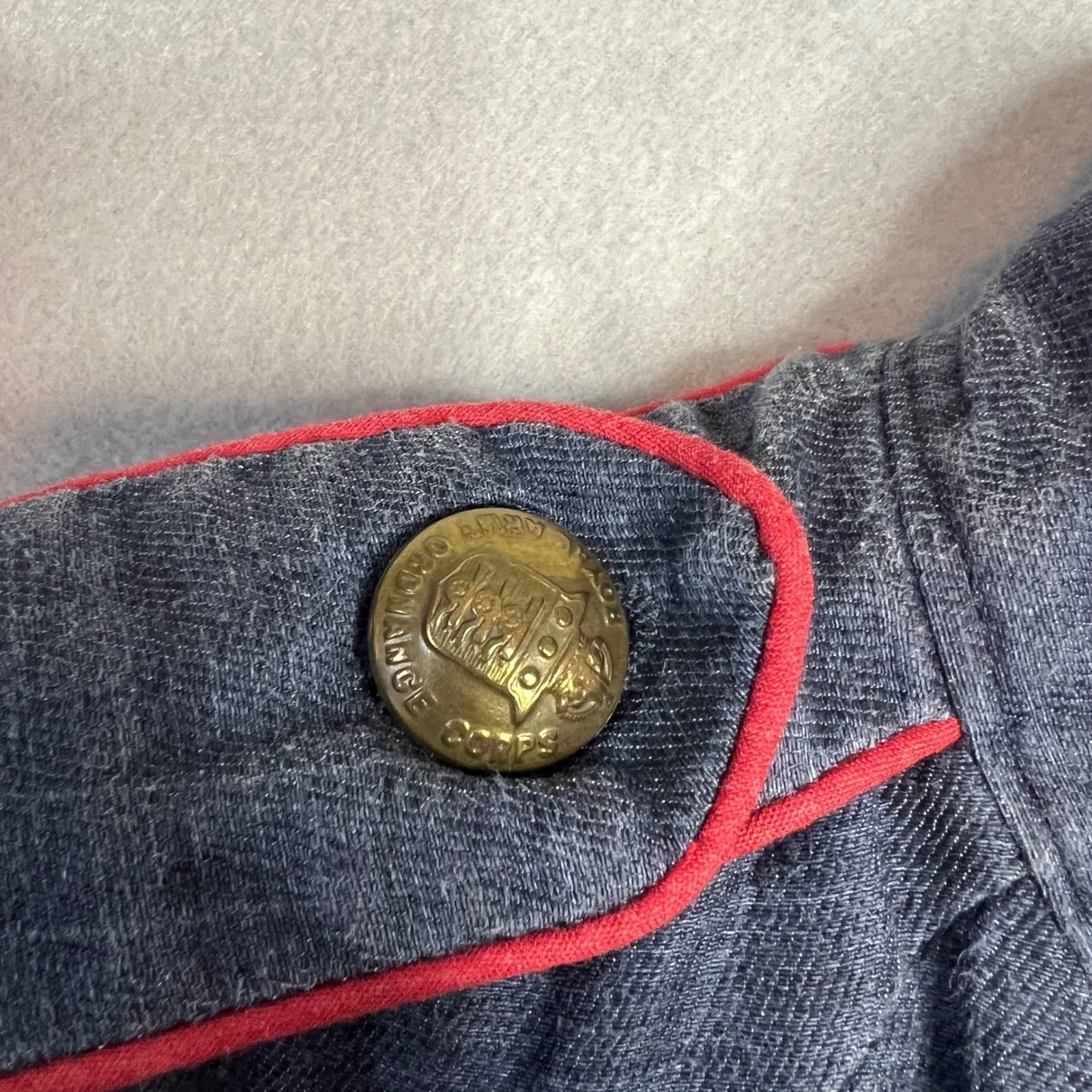 ZARA BASIC Military Style Linen Blend Jacket Size M Chambray Gold Buttons Blue Size M - Image 5