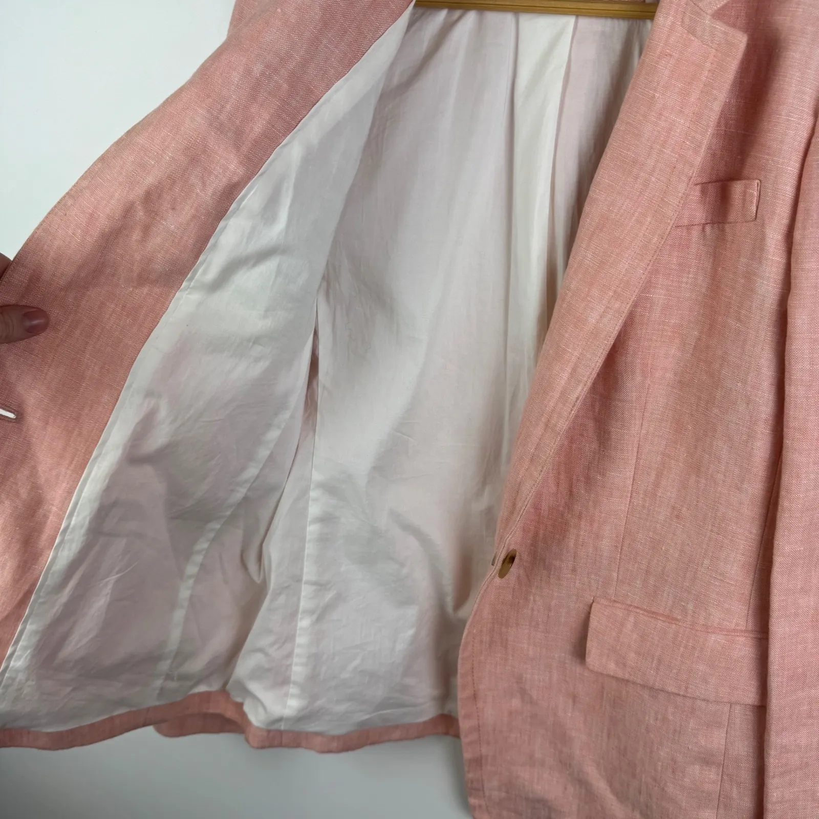 J Crew Womens 100% Linen Regent Blazer Size 6 Pink Preppy Coastal Chic Office‎ - Image 2