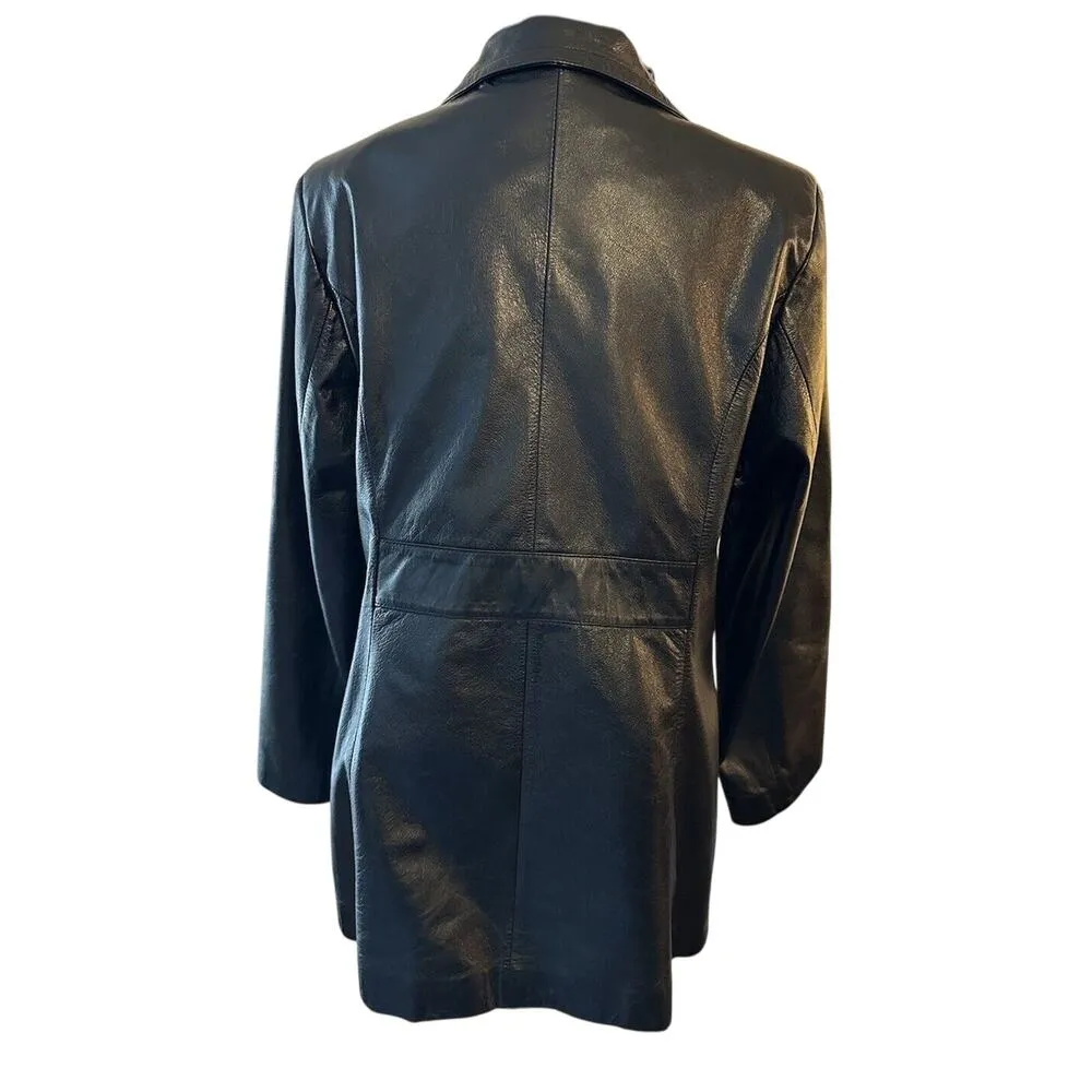 Wilsons Leather Pea Coat Classic Style Black Genuine Womens Large Jacket - Image 4