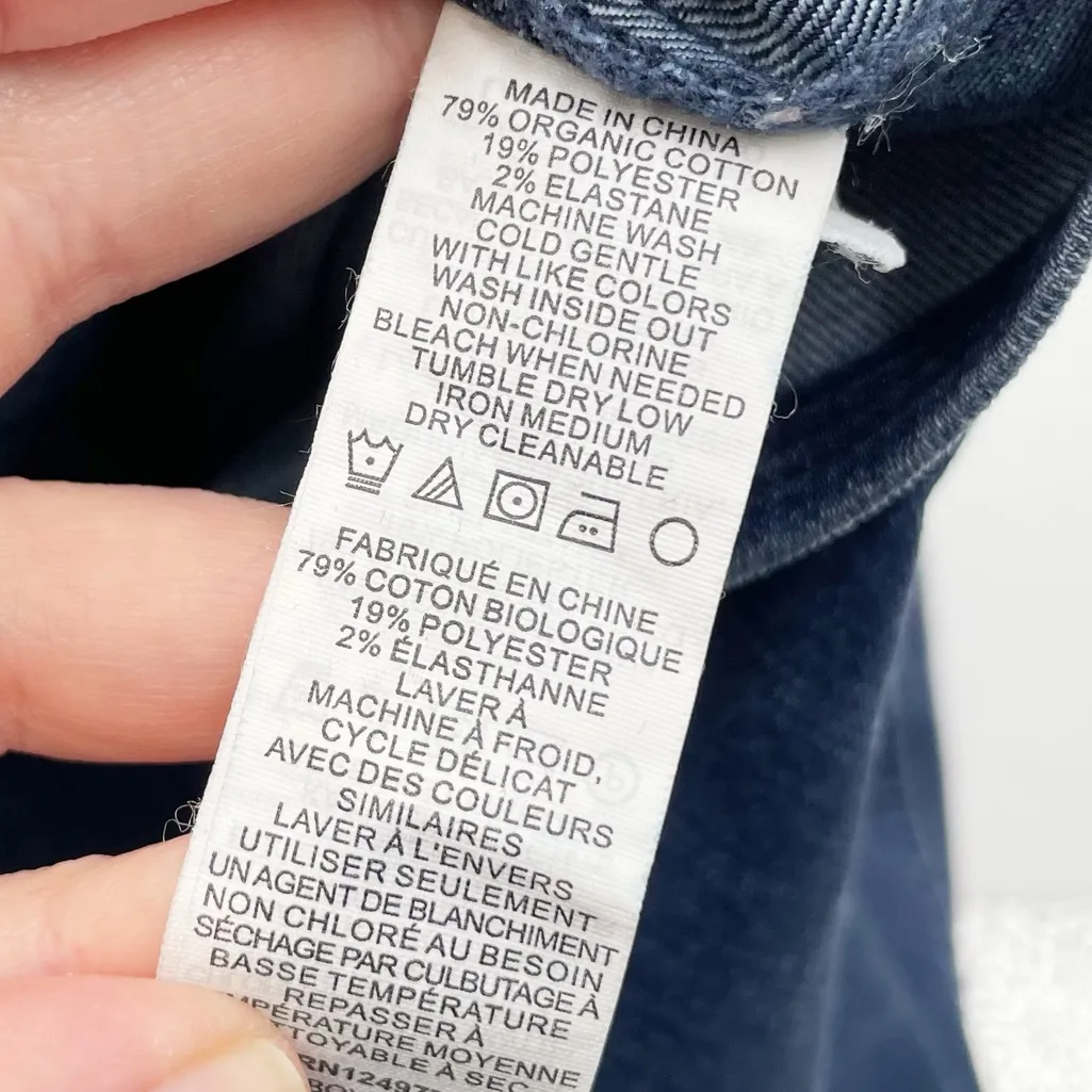 Prana Kara Indigo Blue Denim Skirt Women's Size 6 Button Front Organic Cotton - Image 4