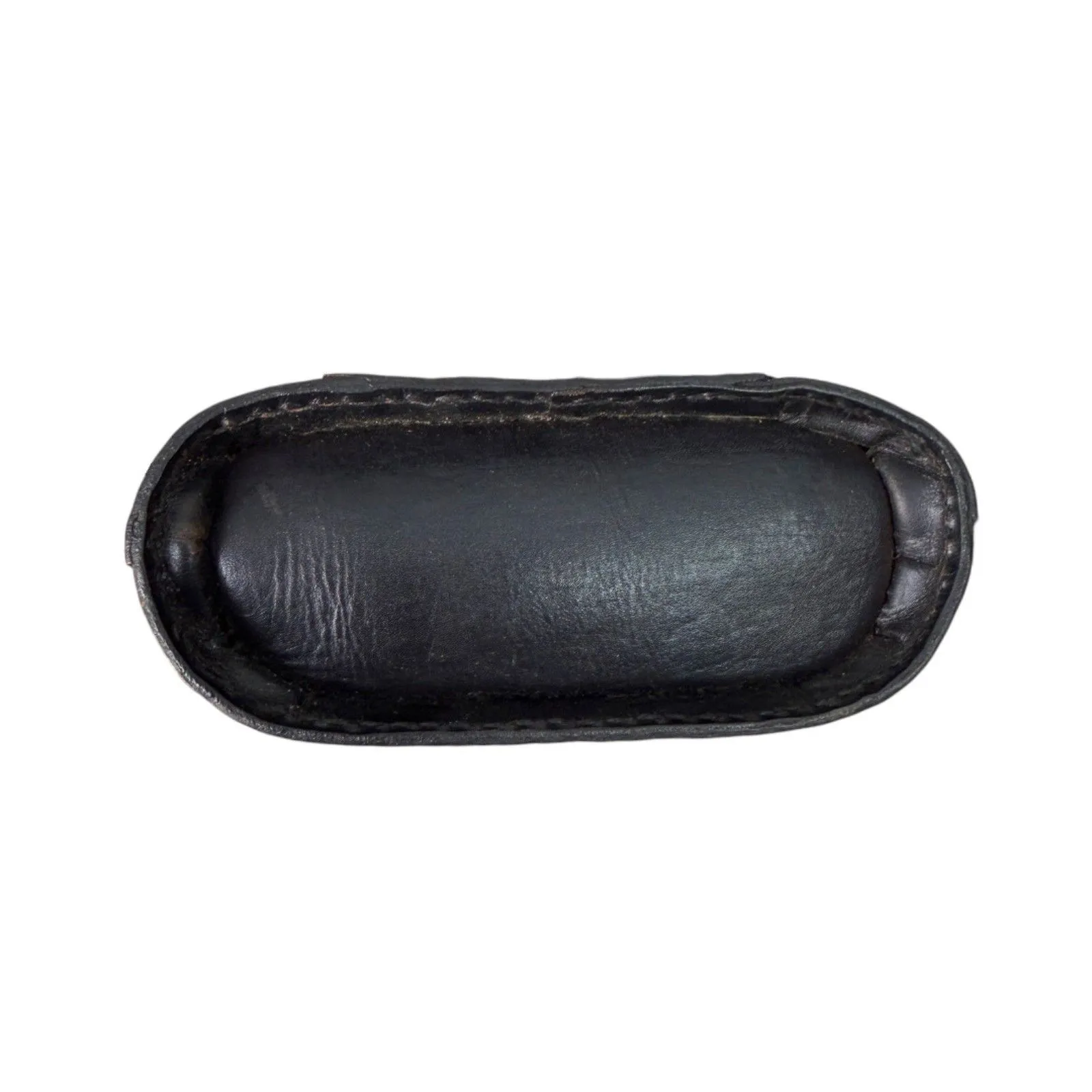 Vintage Leather Structured Brass Details Black Crossbody Bag Handbag Purse - Image 2