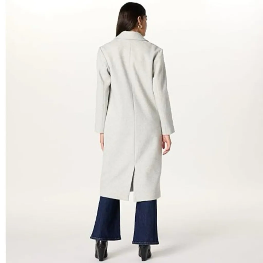 The Drop Long Gray Coat 2XL | Button Front | Minimal Chic | Plus Size Size XXL - Image 2