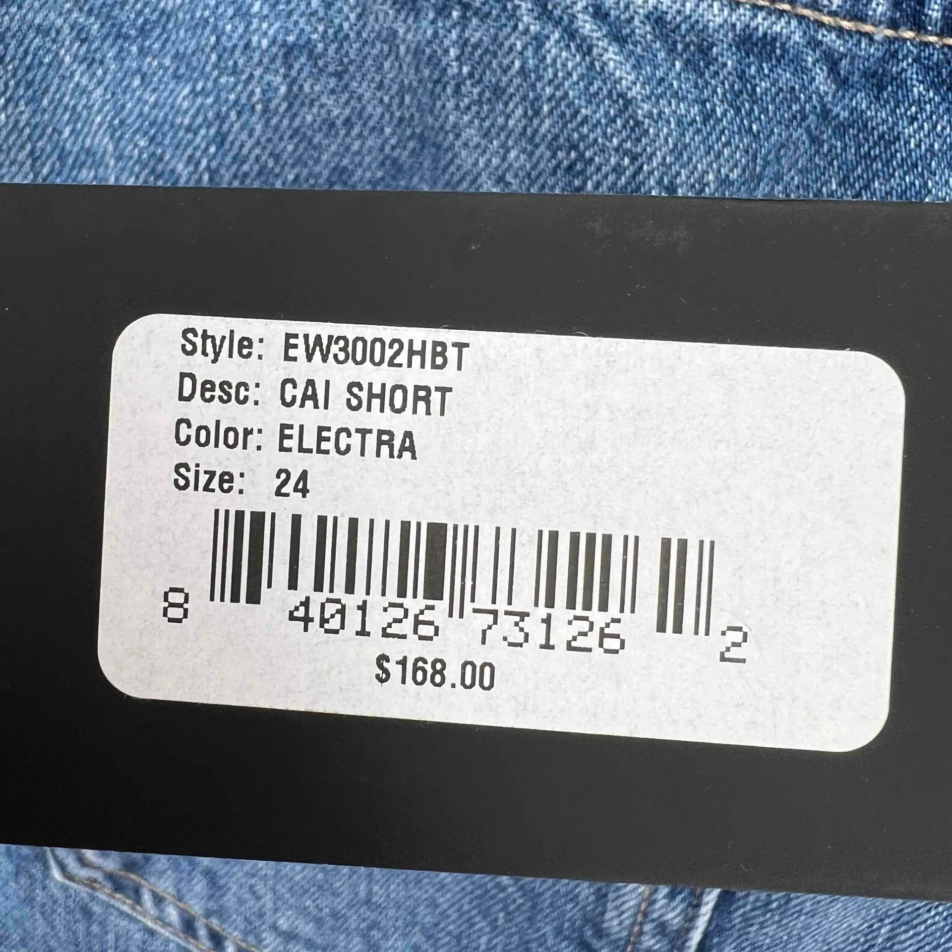 Edwin Cutoff Jean Shorts Rainbow Stiching Blue Frayed Denim Womens 24‎ New - Image 6