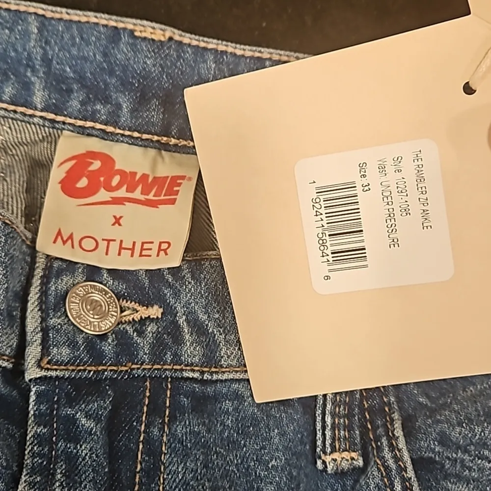 đź’•BOWIE x MOTHERđź’• The Rambler Zip Ankle Jeans ~ Under Pressure 33 NWT Blue - Image 15