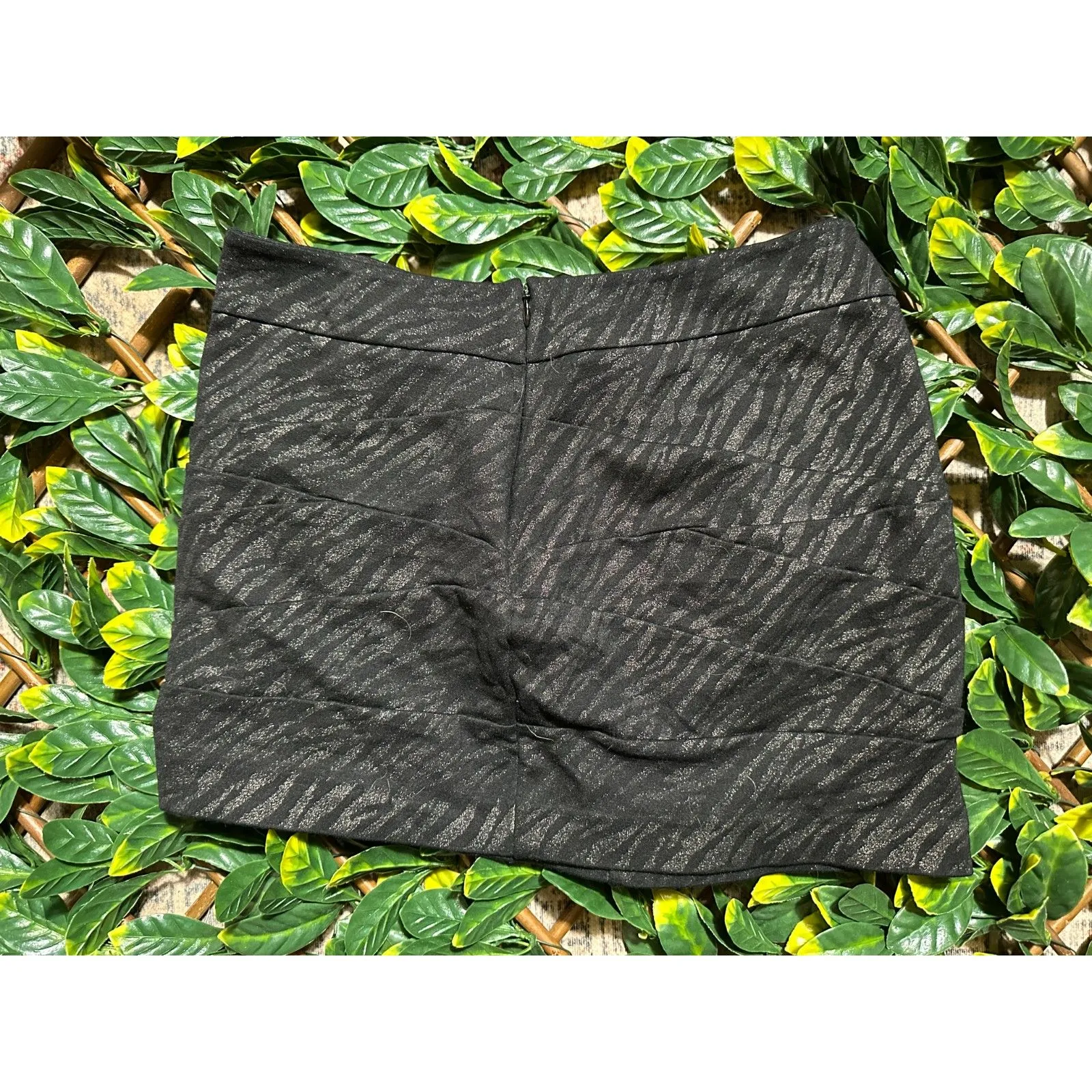 Express Black Leopard Shiny Mini Skirt Size 6 - Image 2