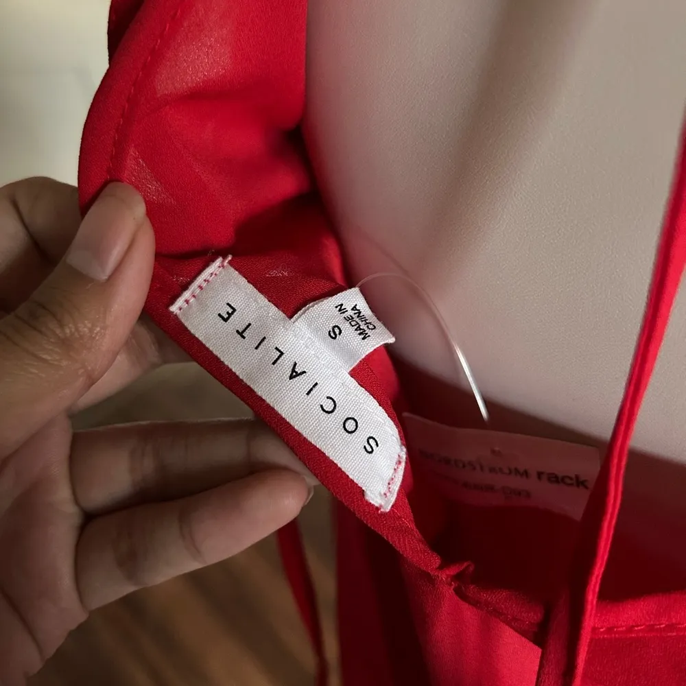 NWT Socialite Red V-Neck Women's Top with Embellished Trim | Size: S - Image 4