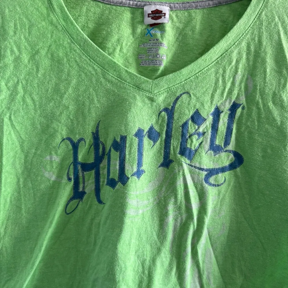 Harley Davidson Chartreuse Crop Top Green Size M - Image 2