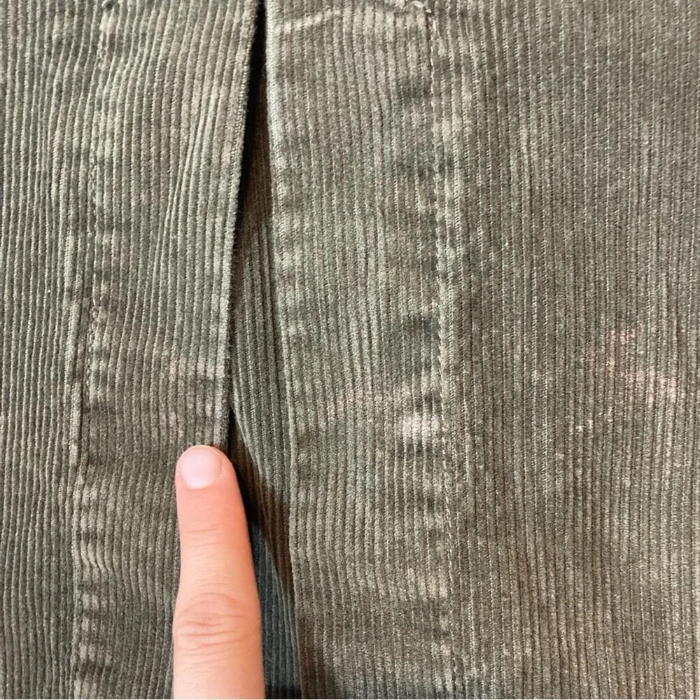Zara Basic Army Green Corduroy Front Slit Mini Skirt - Image 6