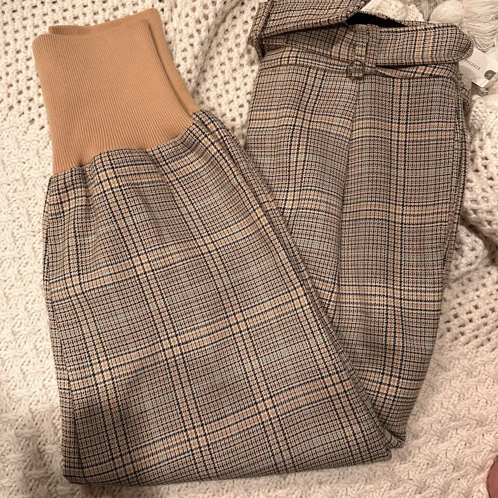 NEW Anthropologie Maeve Plaid Cuff
Leg Pants Womens Size 8 with Belt - Image 5