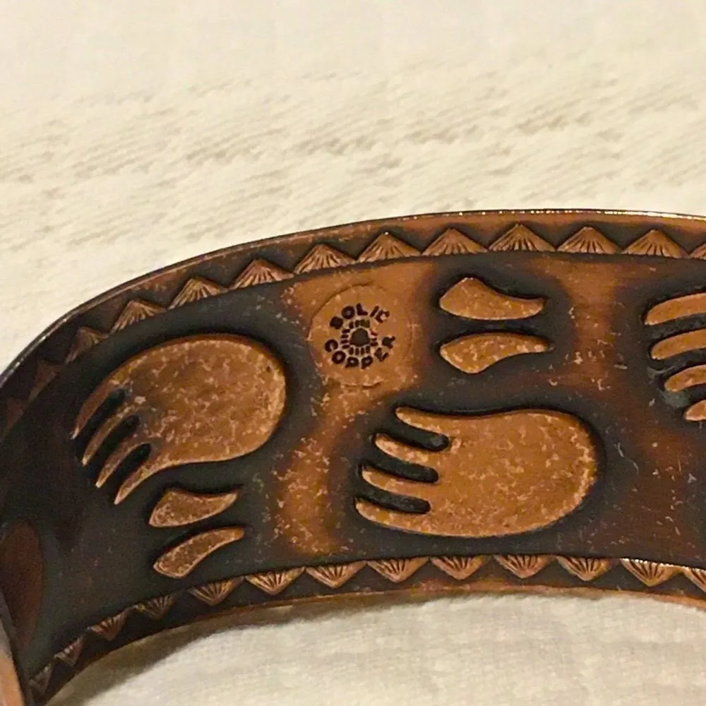 BELL TRADING COMPANY Southwestern Solid Copper Paw Print Cuff Bracelet - Image 6