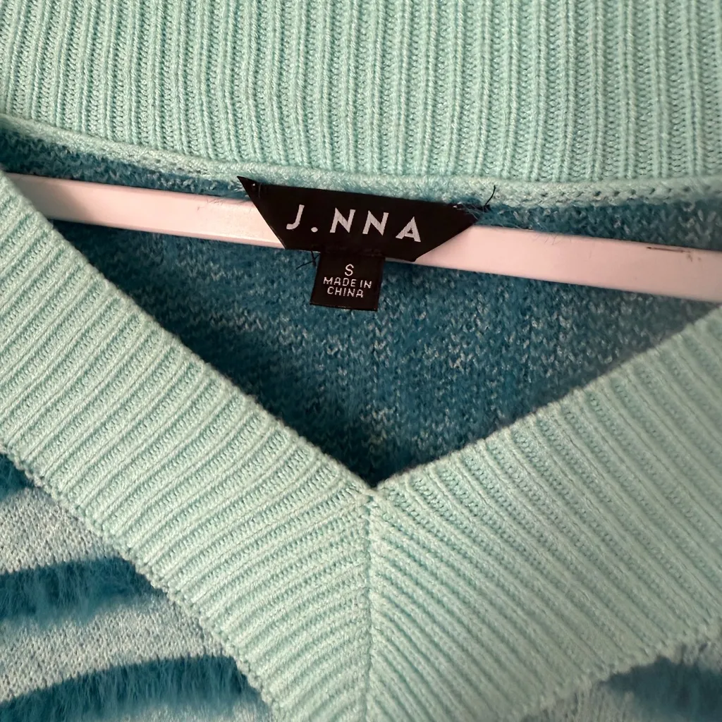 Teal and Light Blue Striped V - Image 2