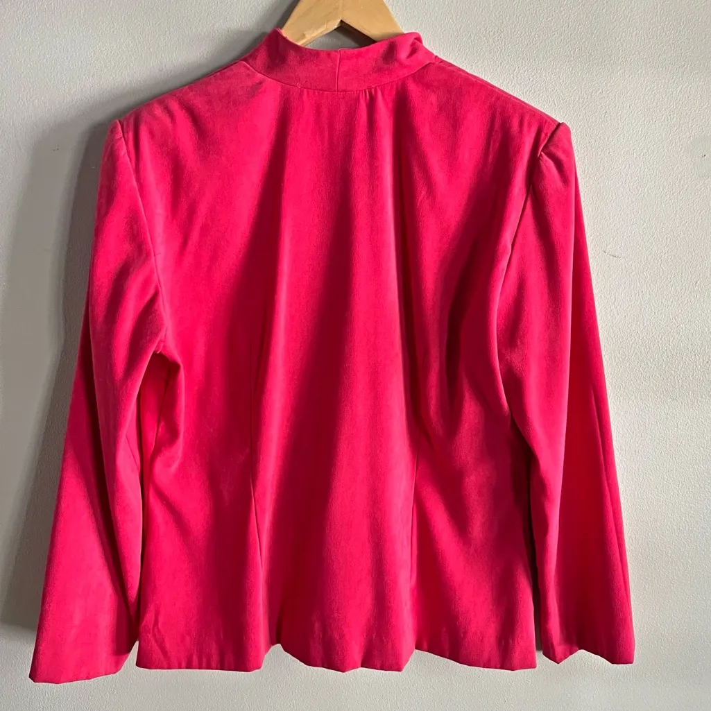 VINTAGE 90’s pink and black embroidered floral power suit Barbiecore blazer Size 14 - Image 11