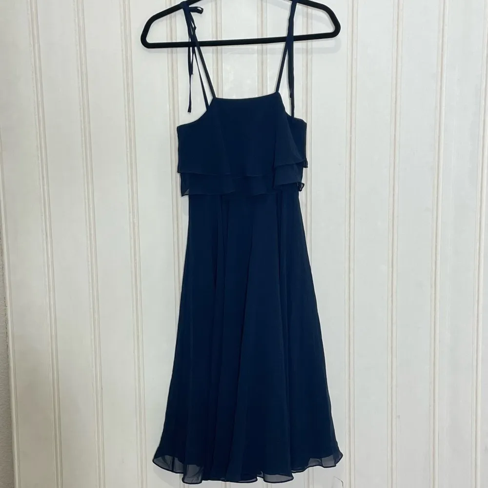 Jenny Yoo Blue Tie Strap Short Dress 817 - Image 3