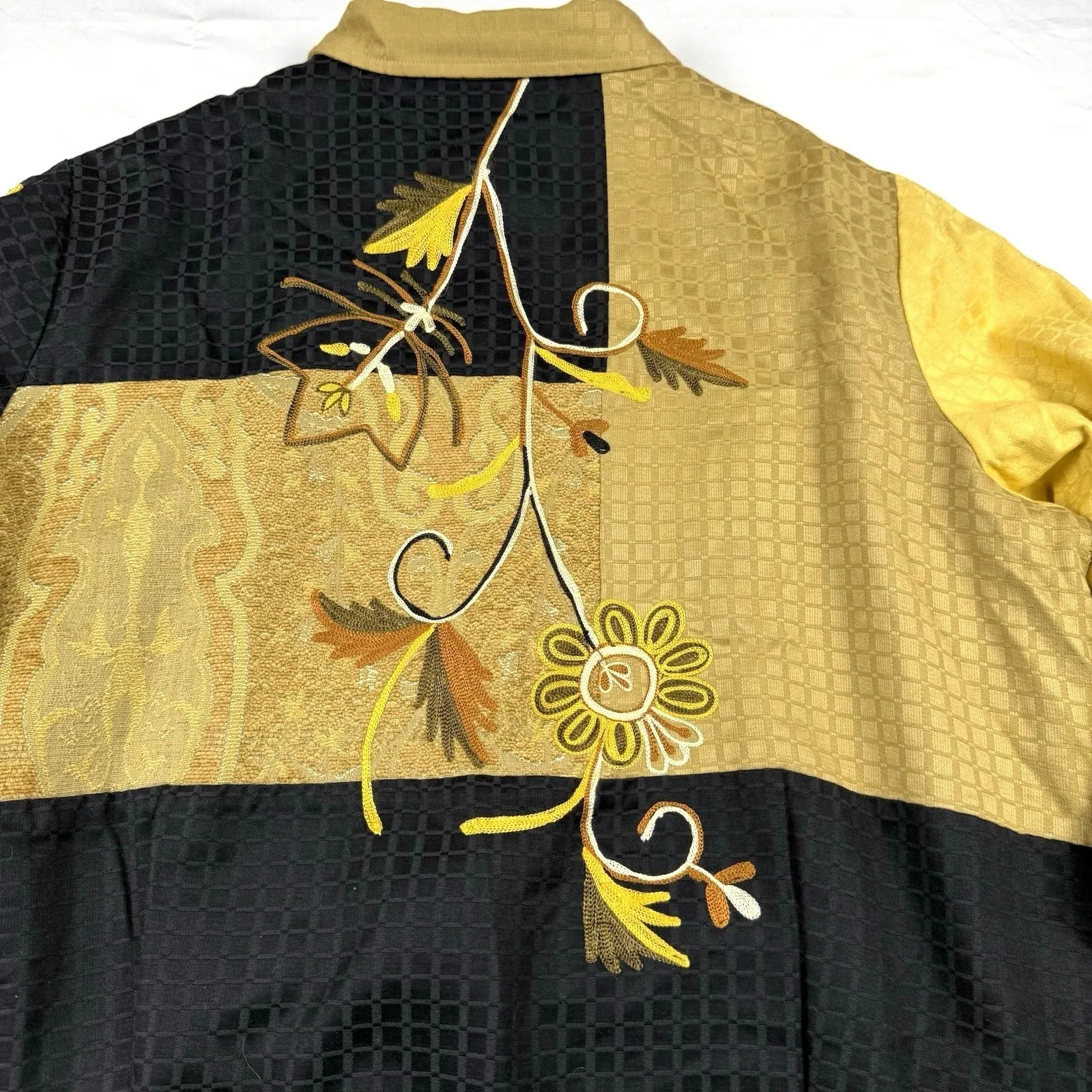 Indigo‎ Moon Color Block Jacket Plus Size 1X Embroidery Fall Florals Shacket Yellow - Image 8