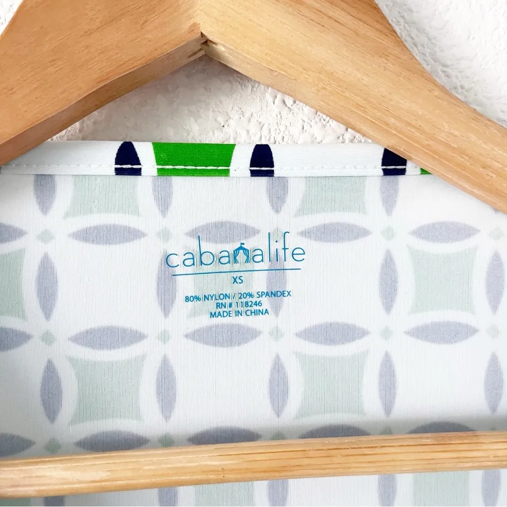 Cabana life Geometrical Printed Shirt Dress in Green Size XS - Image 2