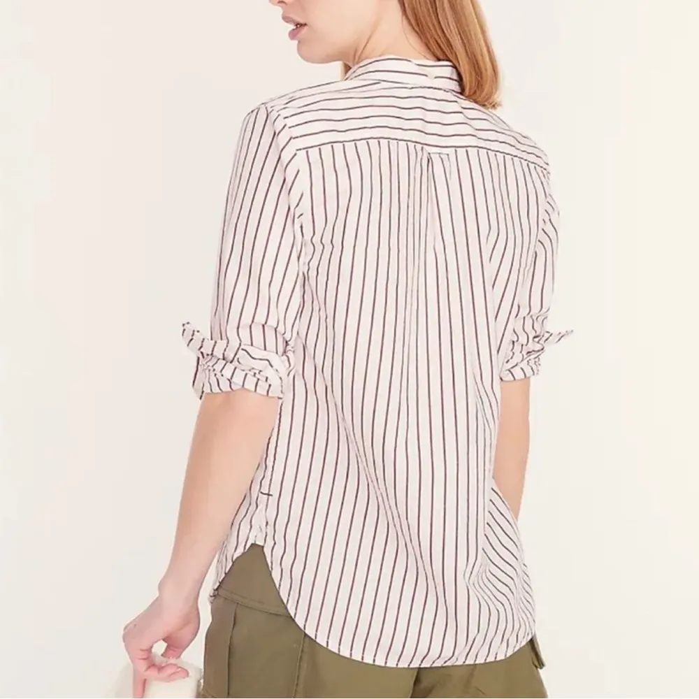 J.Crew Striped Classic Fit Boy Shirt Button-Up Shirt Pink and White Size 6 - Image 2