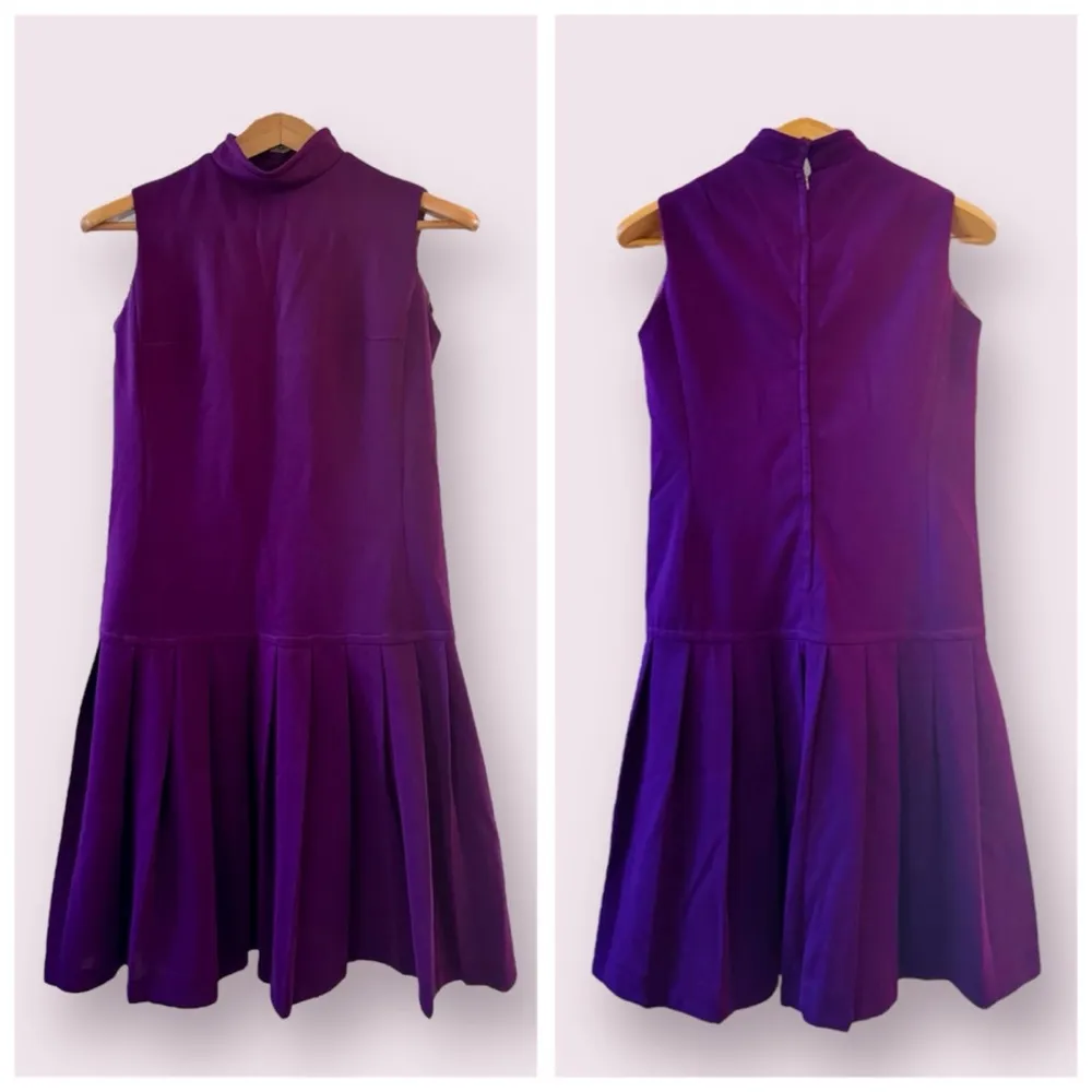 Vintage Quilted Suit Blazer Jacket & Purple Drop Waist Shift Dress Set, sz. M Size M - Image 5