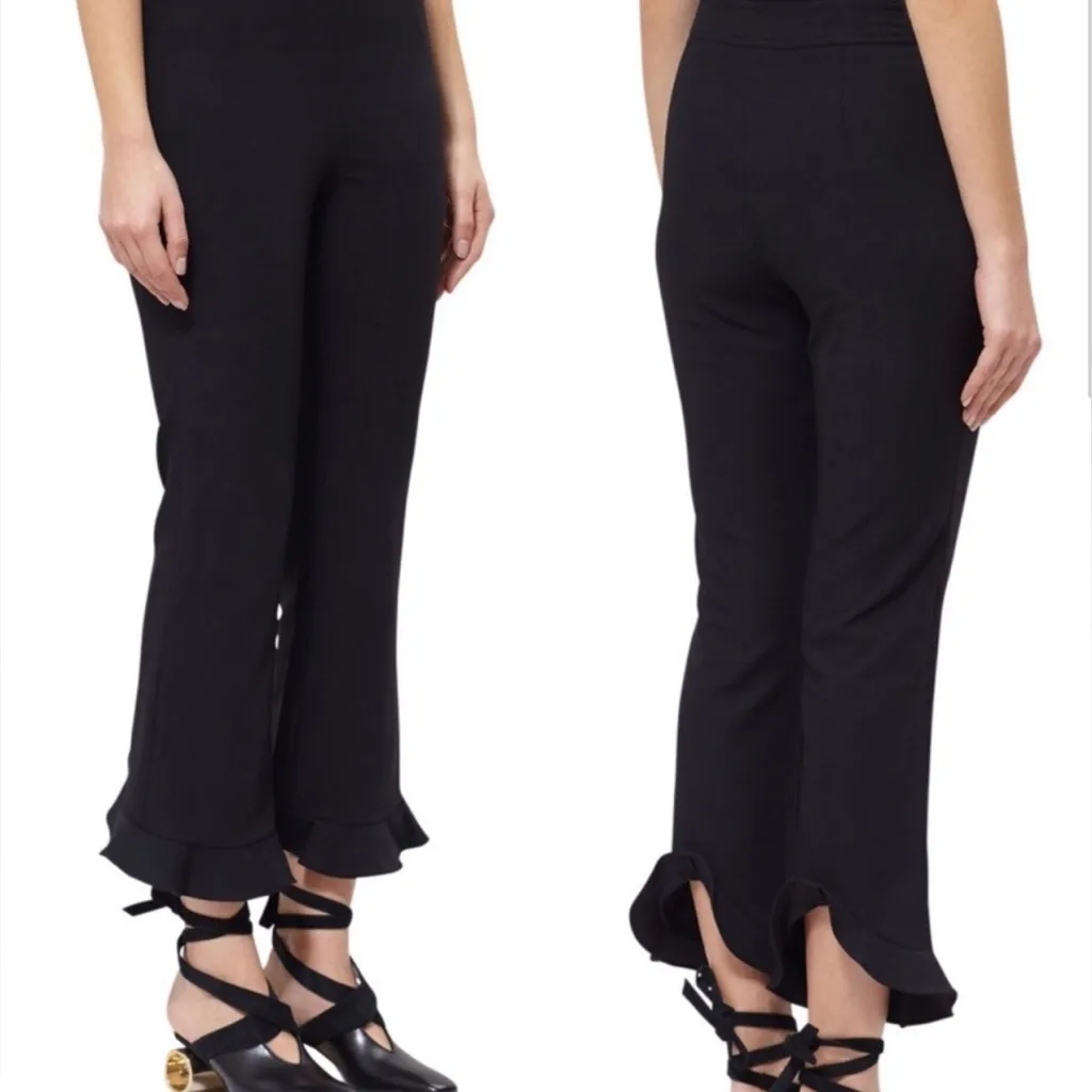 Opening Ceremony Women’s‎ High Waist Ruffle Leg Black Trouser Dress Pant Size 12 - Image 5