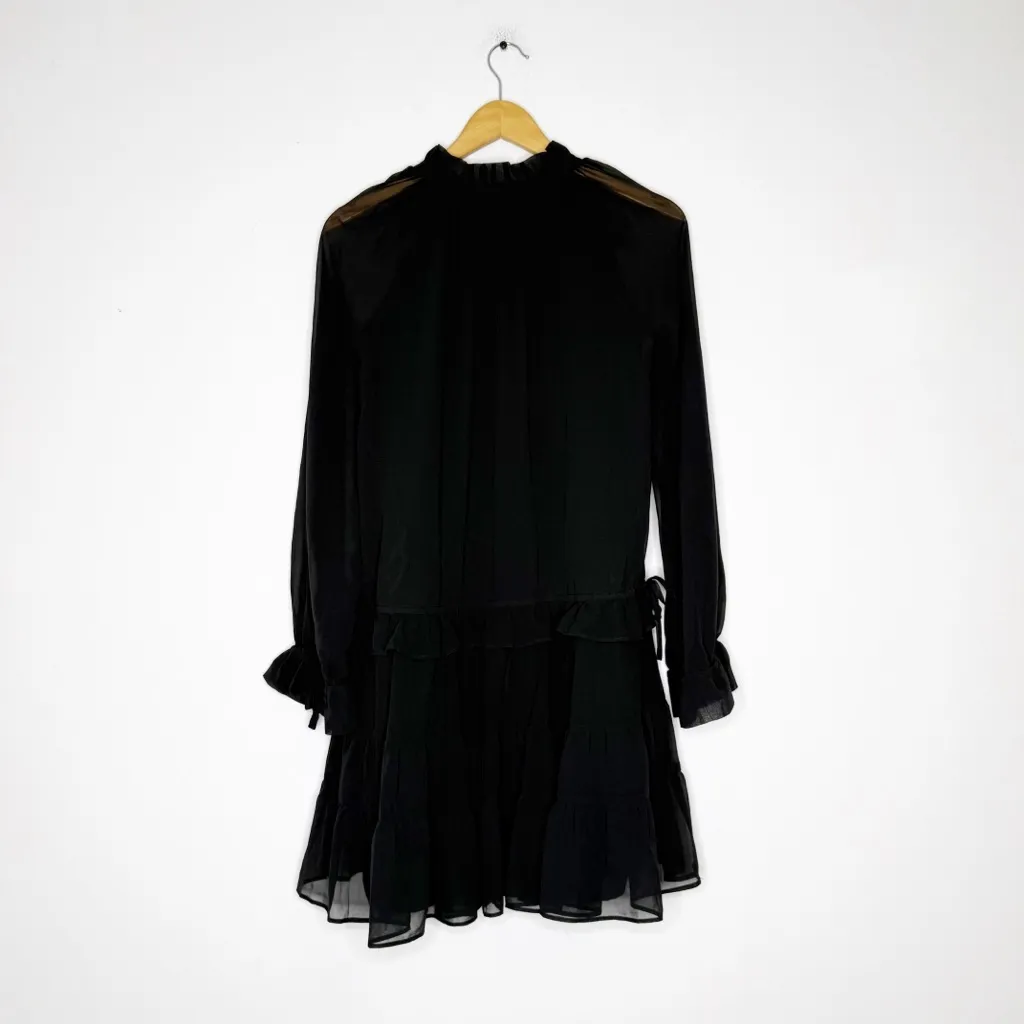 Rebecca Minkoff Willa Black Long Sleeve Ruffle Dress XS Revolve - Image 2