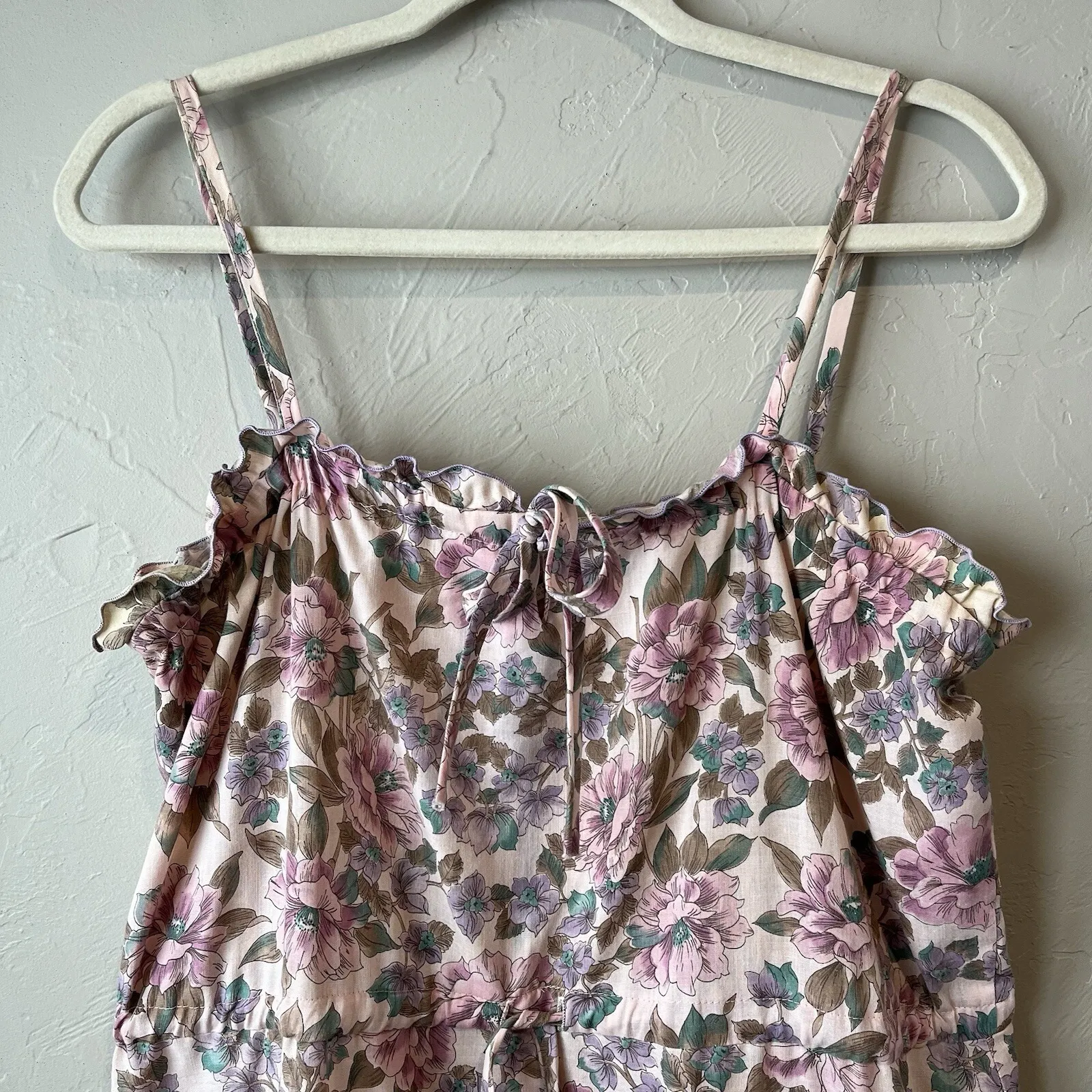 Vtg Women Dress Floral Tiered CottageCore Peasant Coquette Pink Rockabilly Midi Size L - Image 8