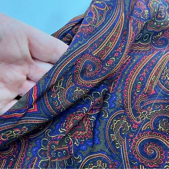 Burgundy Skirt 90s Y2K DARK Academia Midi Skirt Dark Paisley‎ Library Poet Purple - Image 9