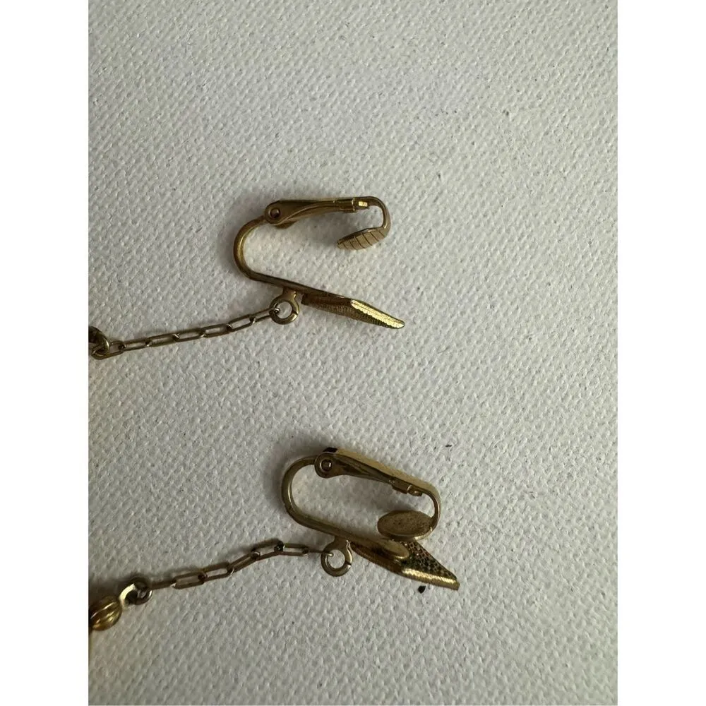 Vintage Womens Gold Tone‎ Dangle Chain Clip On Bell Drop Earrings 80's 90's - Image 4