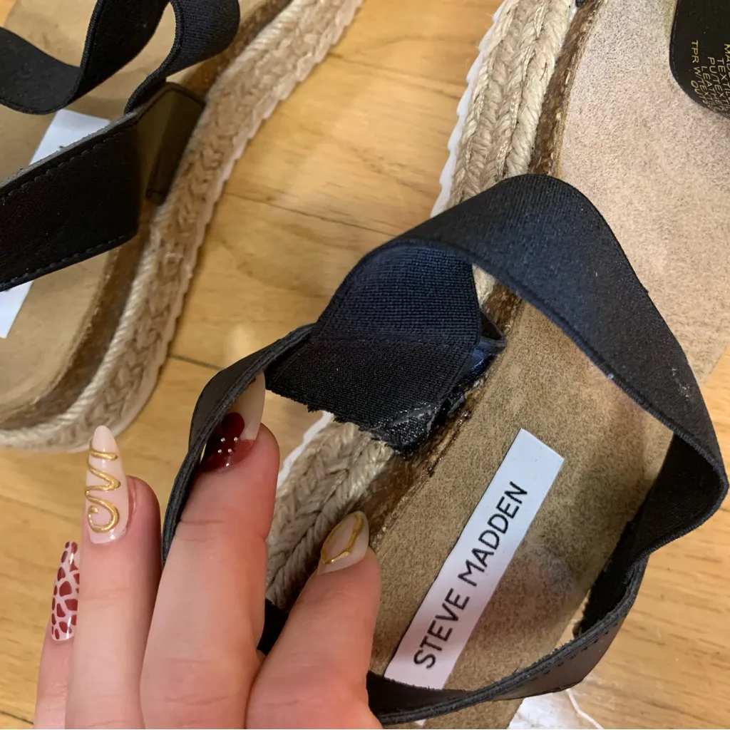 Steve Madden Jaklyn Espadrille Platform Sandals in Black - Size 9 - Image 10