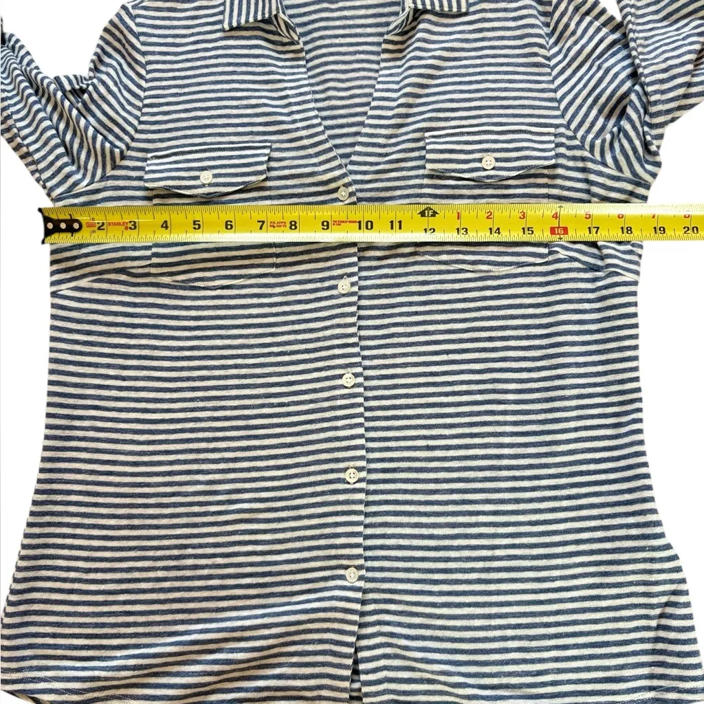 J Mclaughlin Brynn Linen Blend Top Nautical Stripe Button Up Womens Medium NWOT - Image 13