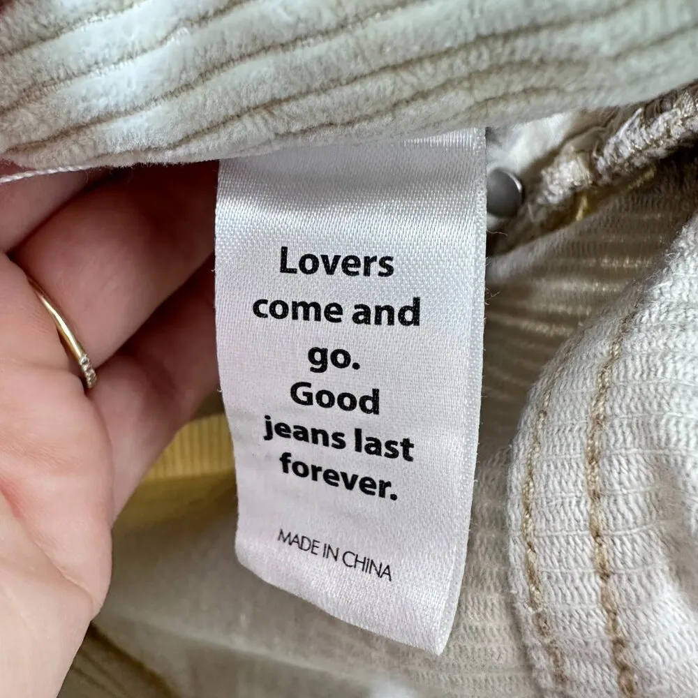 PacSun Cream Blue Tie Dye Corduroy 90s Boyfriend Bootcut High Rise Pants Size 27 - Image 4