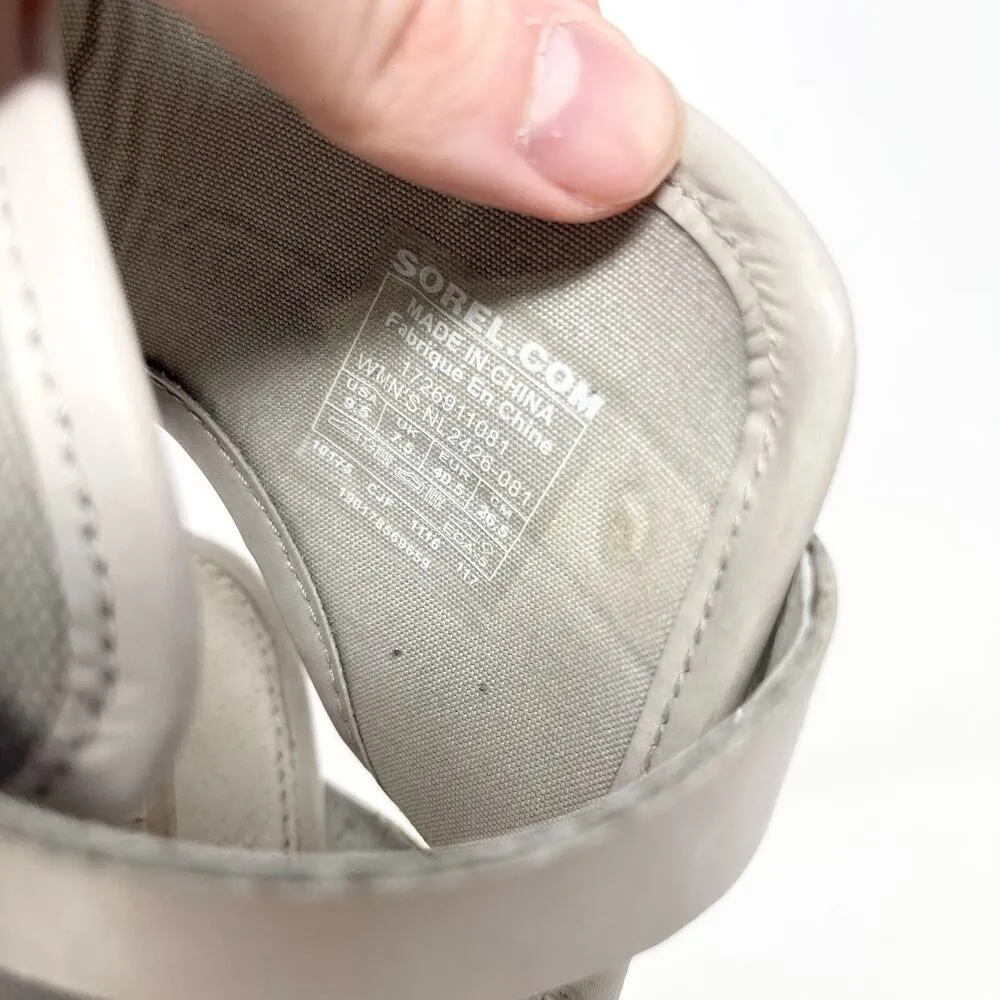 SOREL Sandals Women Size 9.5 Addington Cuff Block Heel Dove Grey Ankle Strap - Image 6
