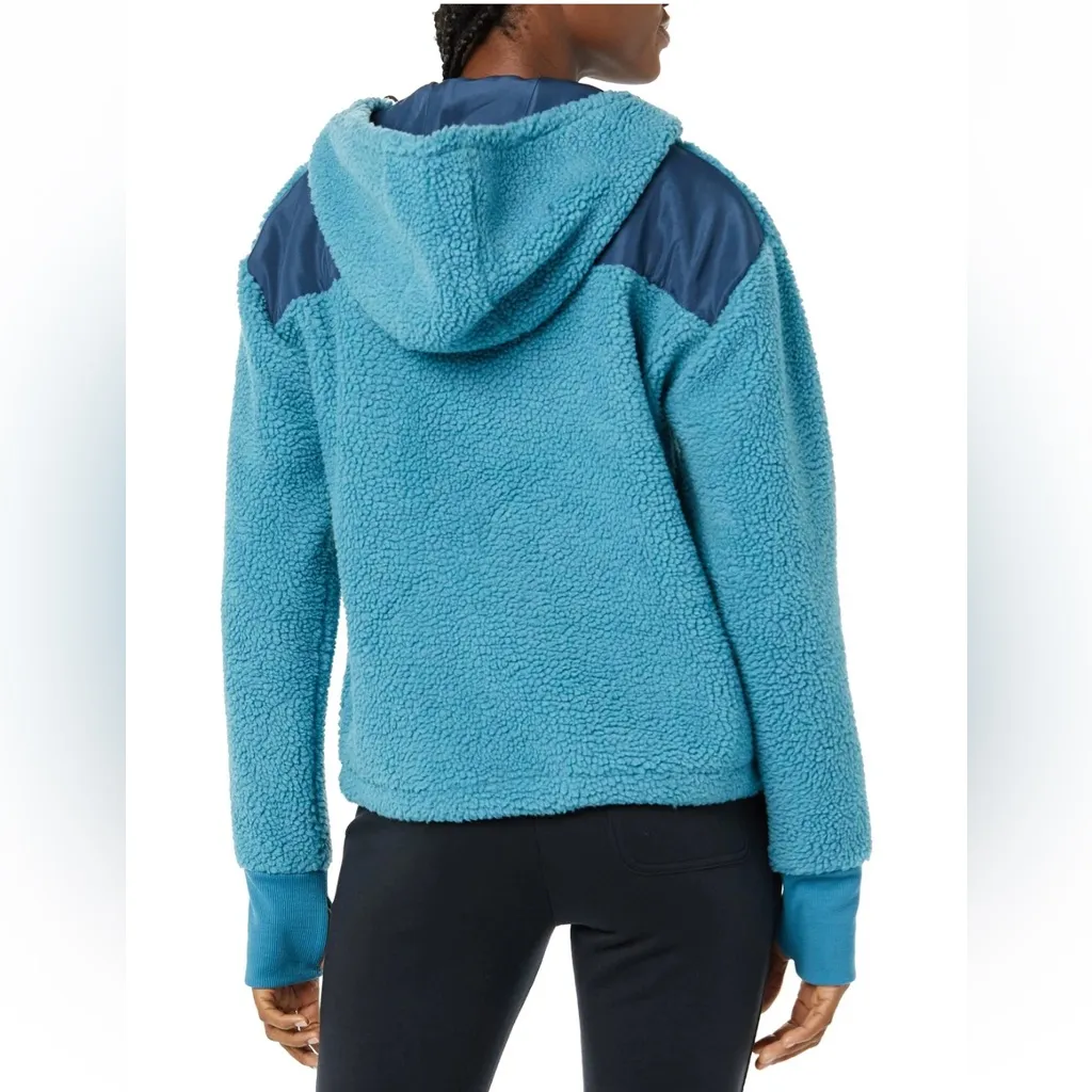 Amazon Essentials Women's Teddy Fleece Quarter Button Hooded Jacket XL Blue - Image 2