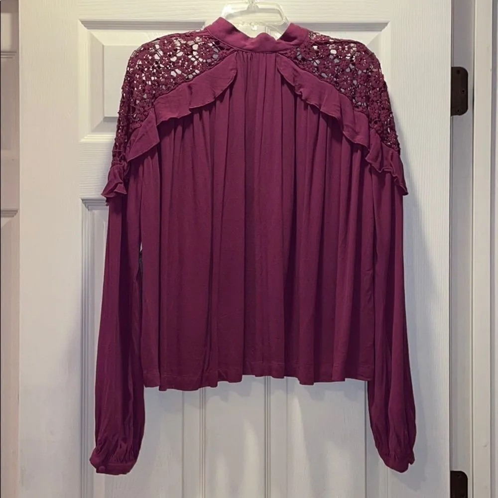 Free People Raspberry Little Bit of Love Blouse - Image 6