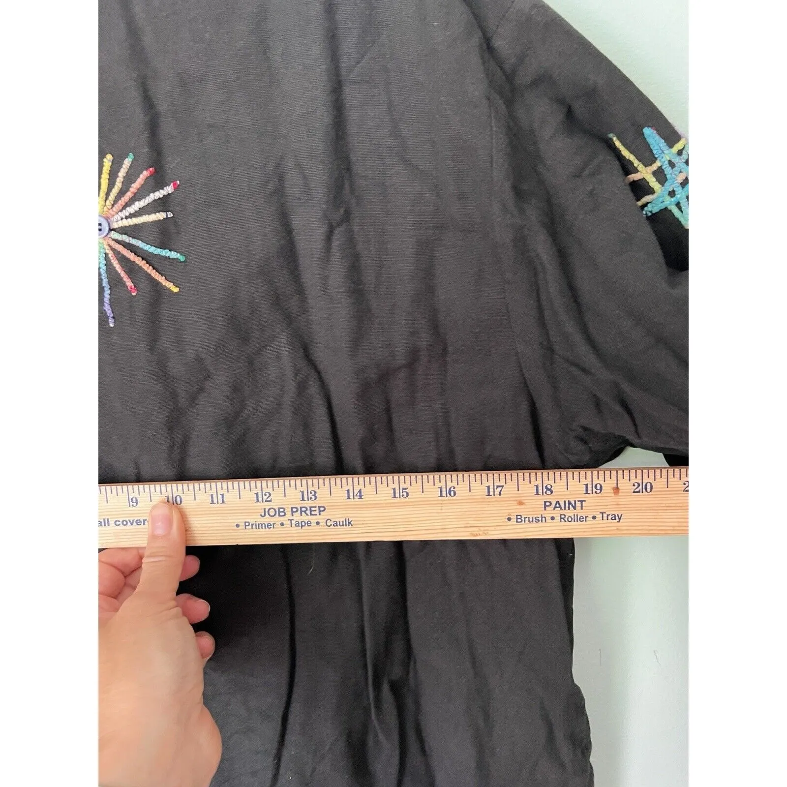 New Direction Jacket Womens S Black Embroidered Beaded Art to Wear Artsy Casual - Image 6