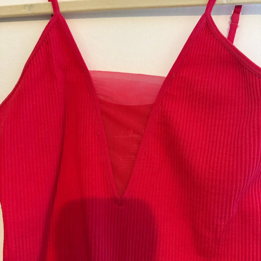 Free People Intimately Red Ribbed Mesh Tank Top - Image 5