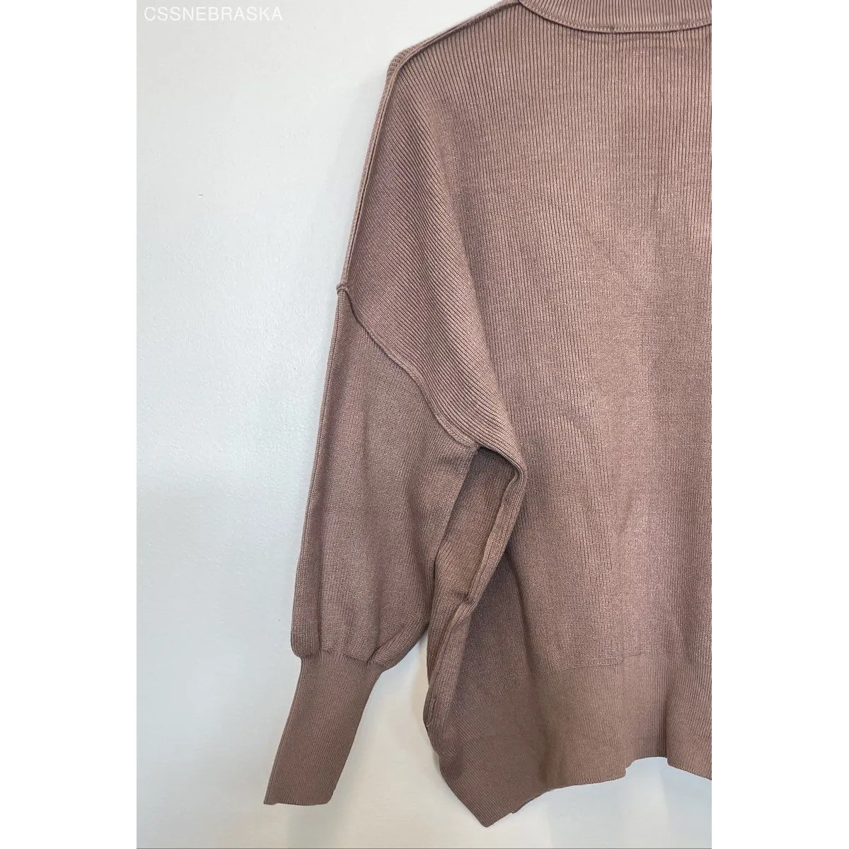 LILLUSORY Beige women's oversized batwing sweater - Image 5