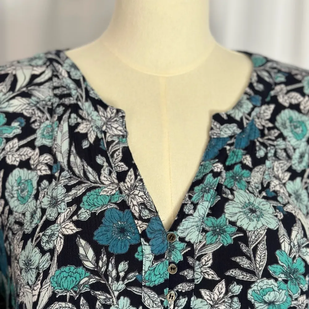 Aucology Asymmetrical Blue and Black 3/4 Sleeve Dress (860) Size 18 - Image 6