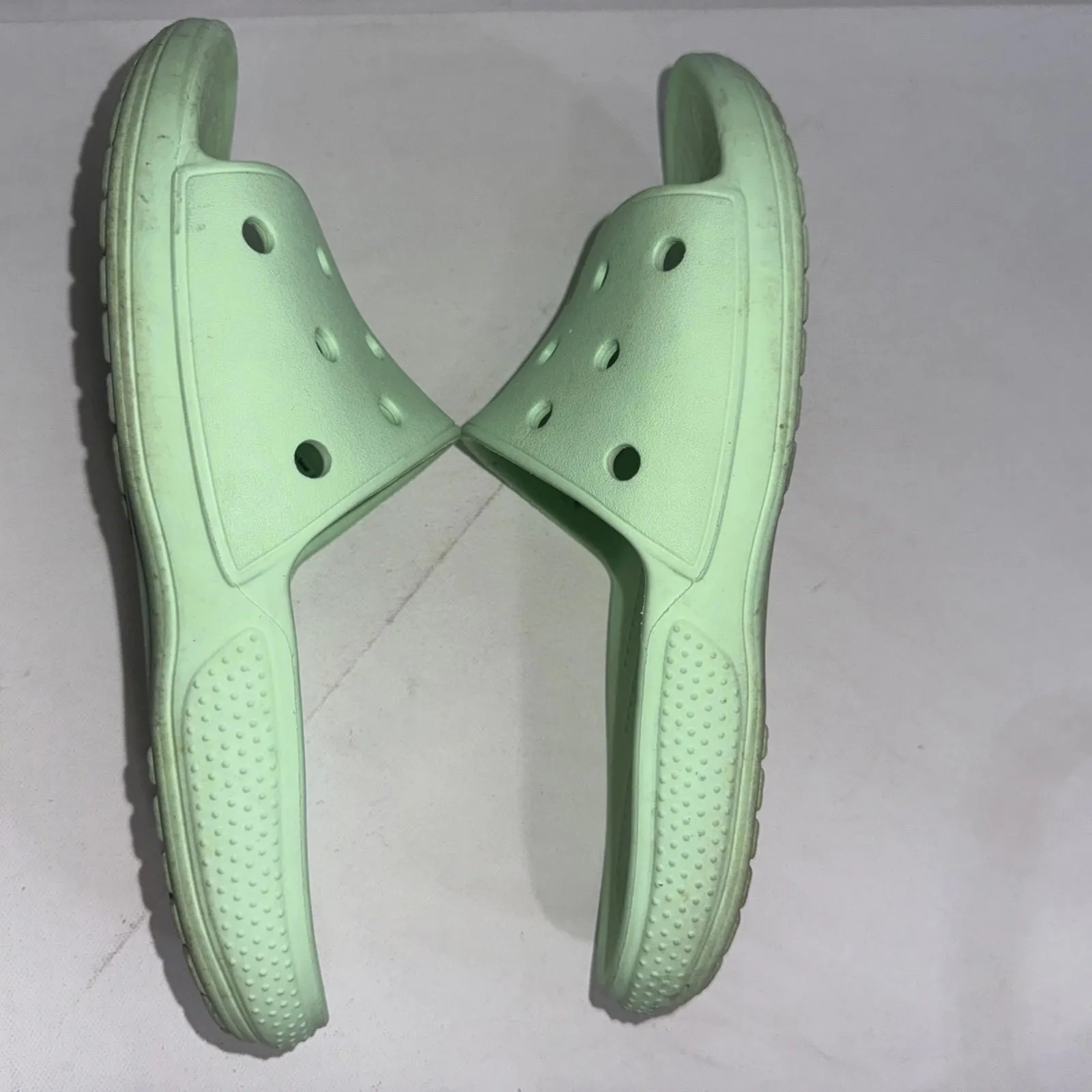 Iconic Comfort Crocs Slides Sandals Green Waterproof Size W8 M6 Unisex Shoes - Image 11