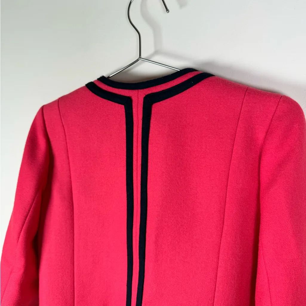 J.Crew Wool Lady Jacket in Bright Berry with Navy Trim - Image 4