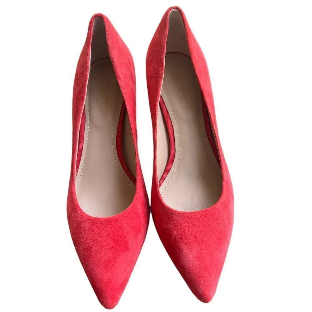 Boden Classic Suede Heels Hot Pepper Red Suede 37 Size 6 - Image 3