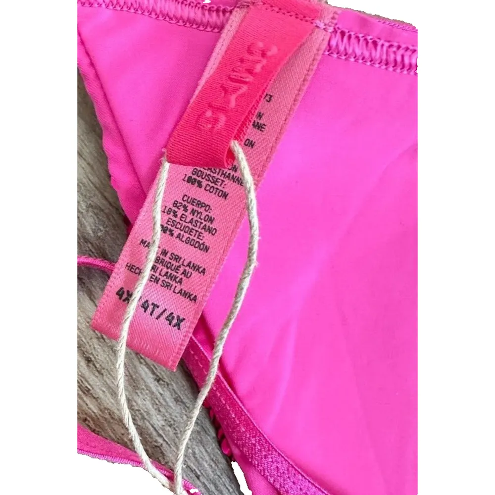 Skims Hot Pink Sequin Swim String Thong Bikini Bottom Size 4X - Image 4