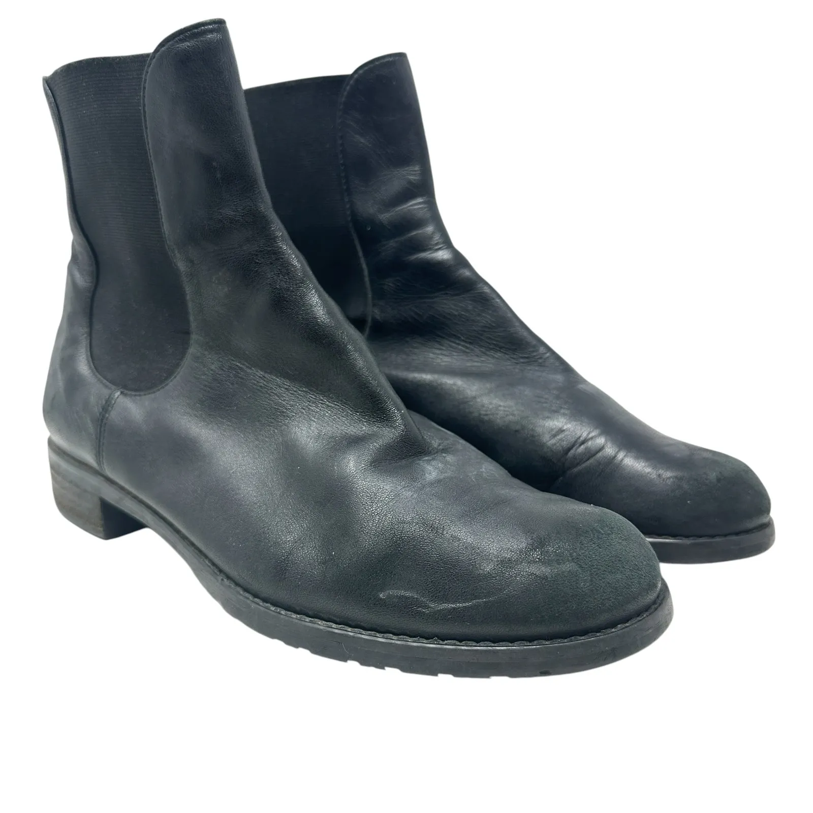 Stuart Weitzman‎ Leather Chelsea Boots Stretch Sides Pull-On Black Size 9 - Image 5