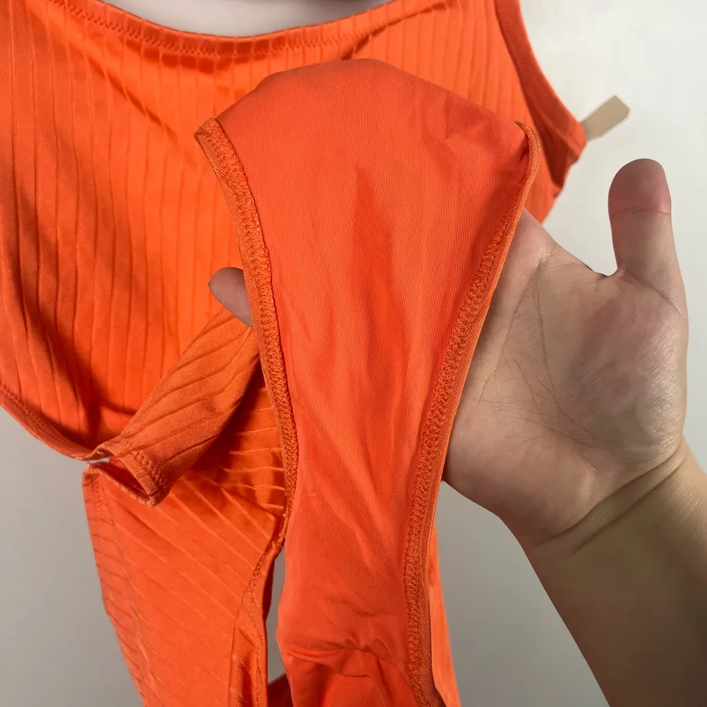 New aerie orange open back full coverage one piece swimsuit size xxl - Image 3