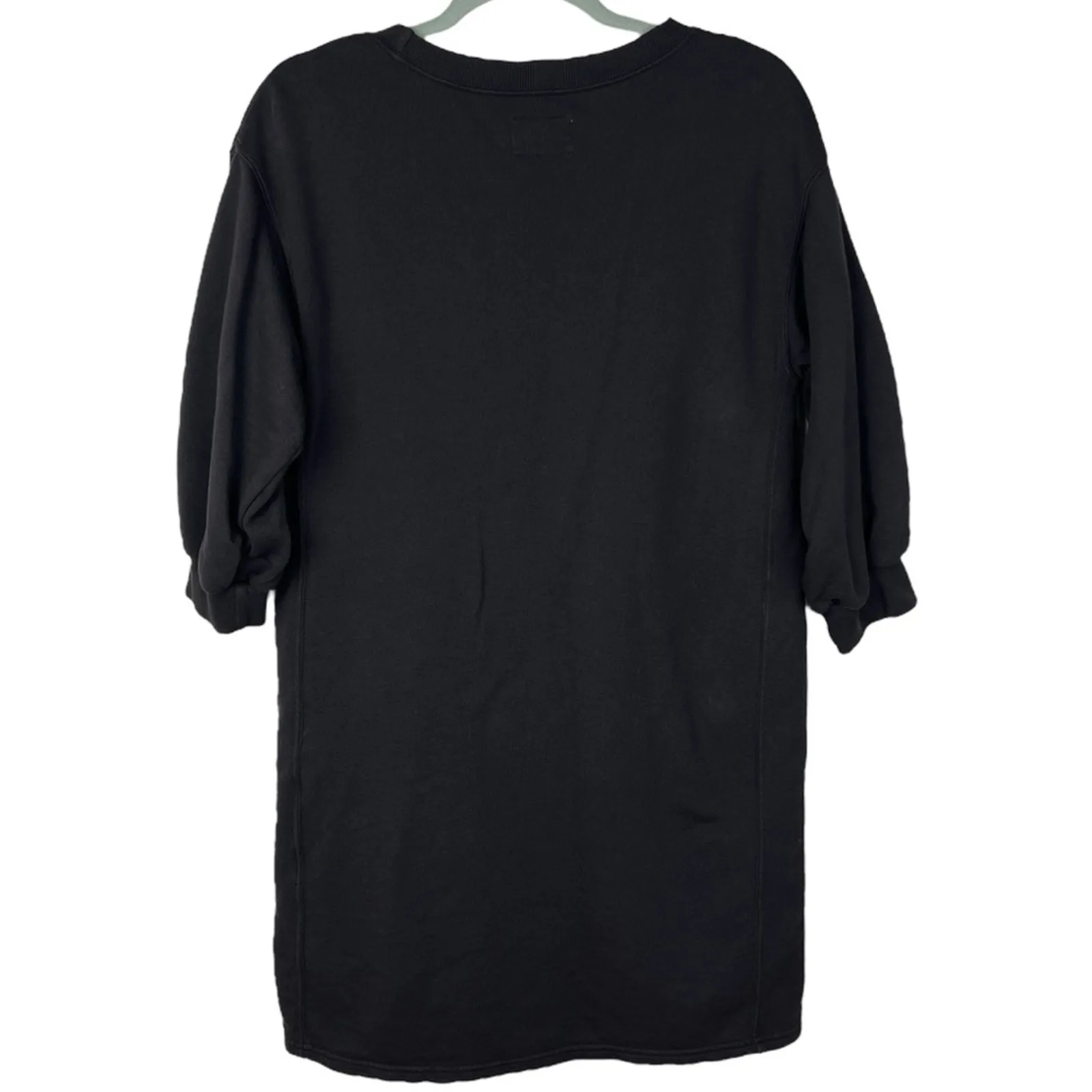 PACT Black Organic Cotton Essential Puff Sleeve Sweatshirt Dress S Pockets - Image 6