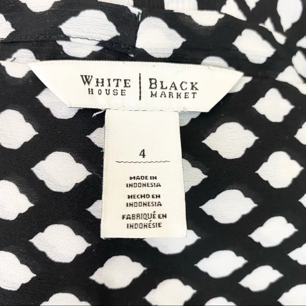 WHBM Black & White Polka Dot Twist Front Wrap Blouse Top Size 4 Small - Image 9