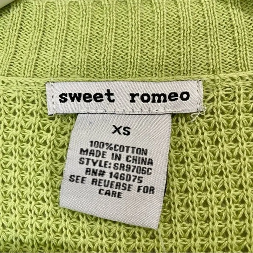 Sweet Romeo Women’s Waffle Knit Lightweight Pullover Sweater Green Size XS NWT - Image 6