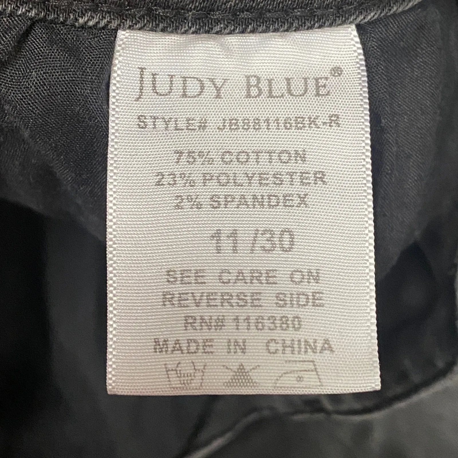 Judy Blue Super Flare Jeans Black Wash Distressed Raw Hem Retro Style Size 11 30 - Image 7