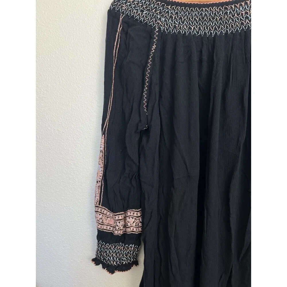 Free People Wind Willow Embroidered Peasant Boho Mini Tunic Dress Women’s SZ XS - Image 8