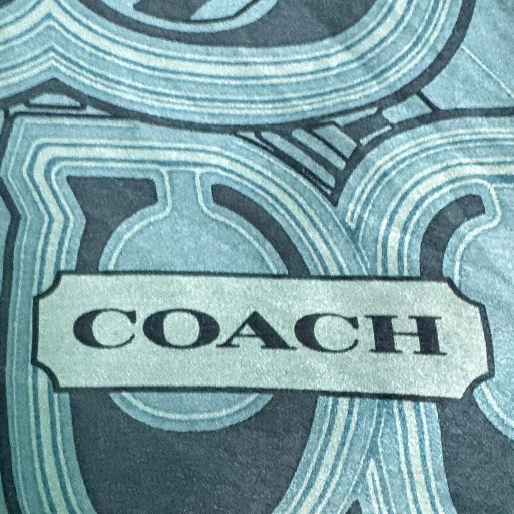 Coach Vintage Blue Patterned silk  Scarf - Image 5